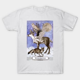 Enchanted Wildlife Winter Greetings T-Shirt